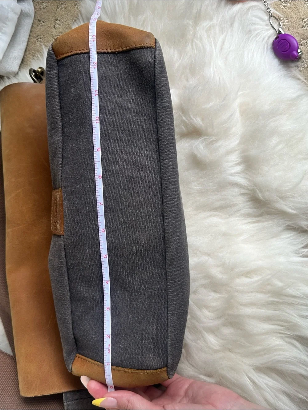 Vintage-Inspired Brown & Tan Canvas Messenger Bag with Leather Flap